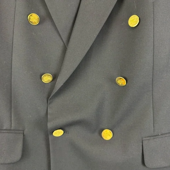 Burberrys Vintage Double Breasted Blazer Navy Gold Crest Buttons Men’s L - Picture 7 of 16